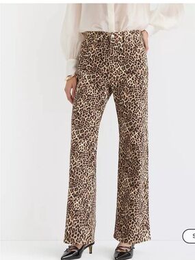 LOFT Leopard Print Wide Leg Jeans